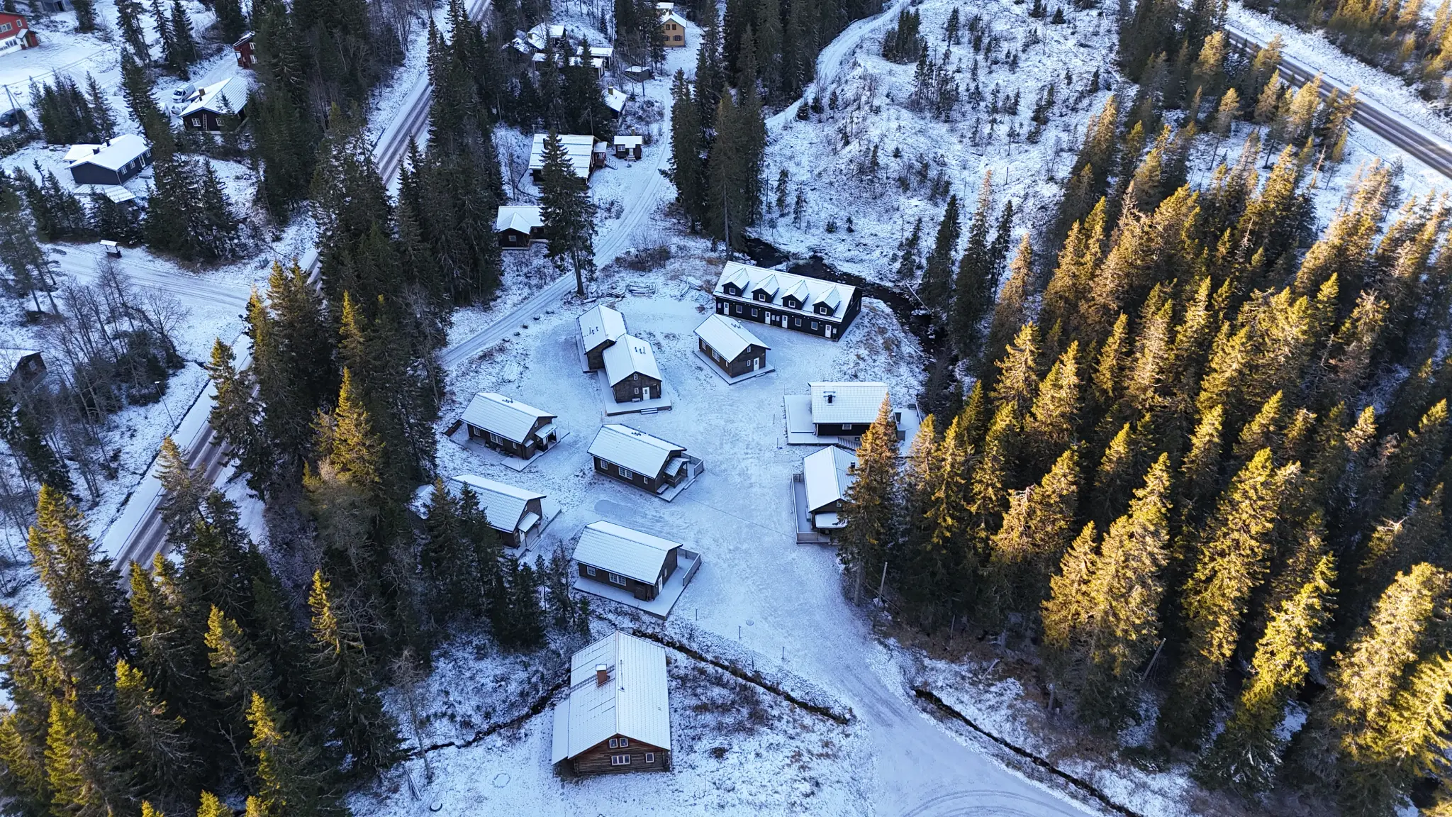 naturlig dronebilde av Olarsängen i Lindvallen Sälen
